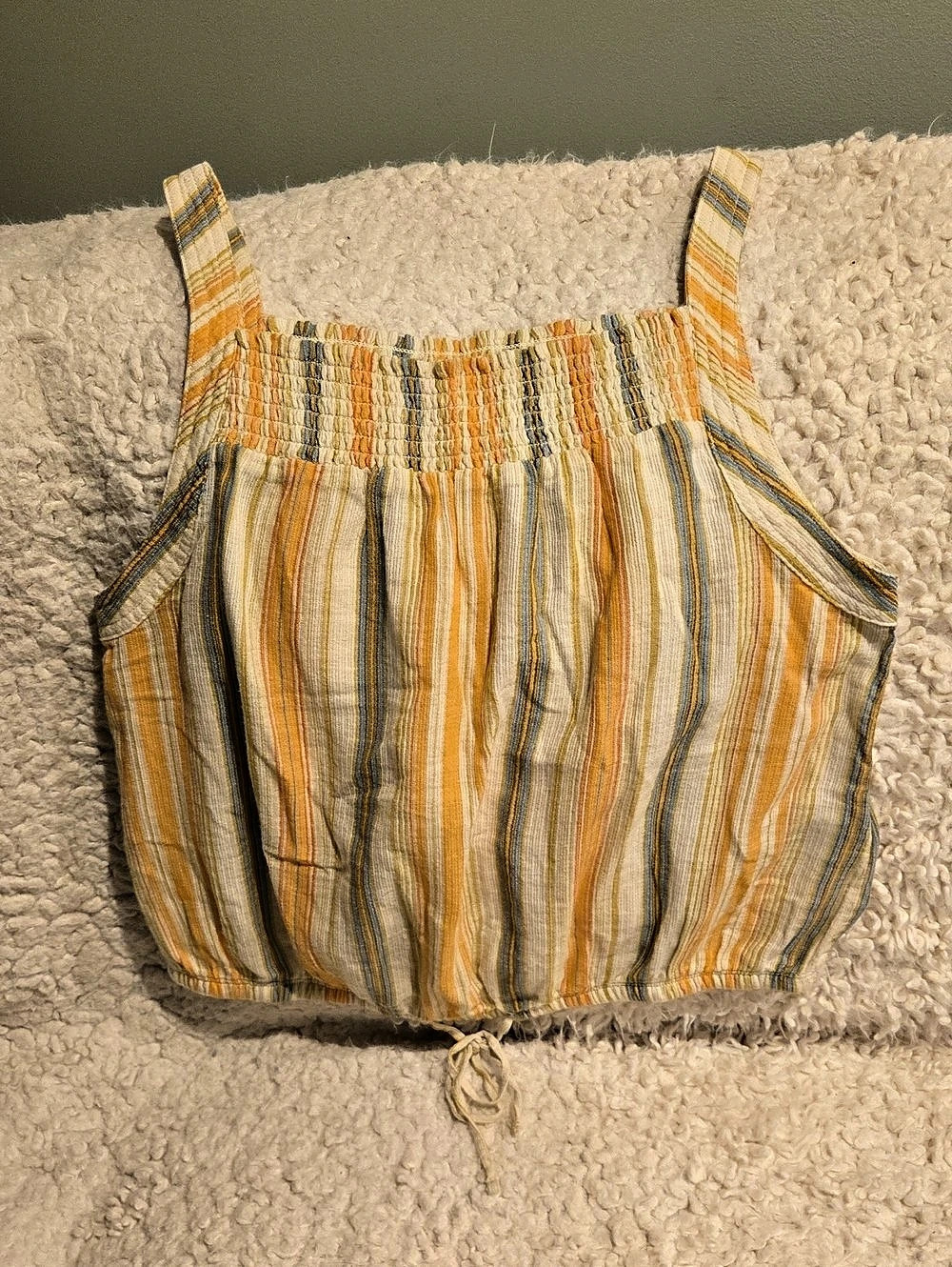 prAna Little Palm Cami Striped Tank Top Orange & Blue Medium